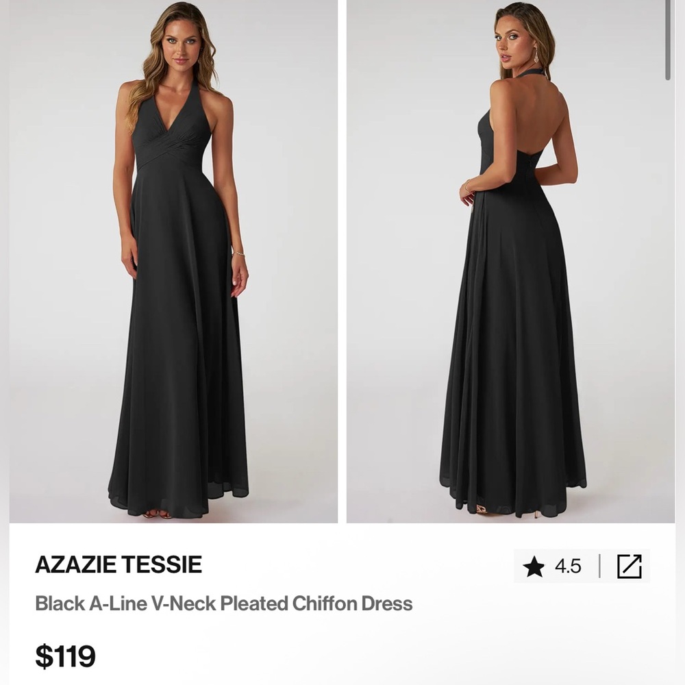 Azazie Black Tessie - chiffon